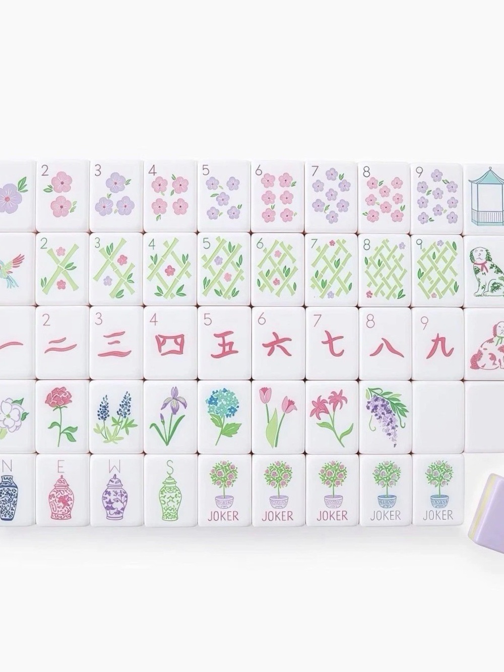 Pastel Lavender Mahjong Tiles Set, layered and engraved. Mahjongg Taylor inspire - Picture 3 of 7